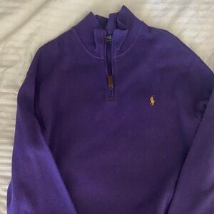 Polo by Ralph Lauren Men's Purple Zip-Up Sweater